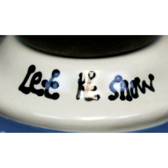 Blue Let it Snow Candle Lamp Snowman Face Snowflakes Handle Jug Winter Xmas - Picture 3 of 12